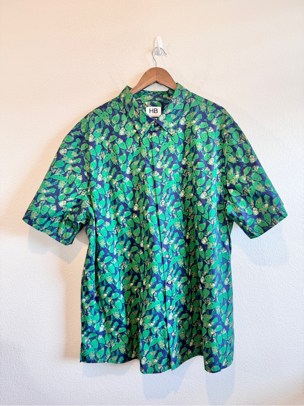 Harbor Bay Tropical Resort Camp Shirt Leaf Print Y2K Vacation Dadcore 2XLT D88